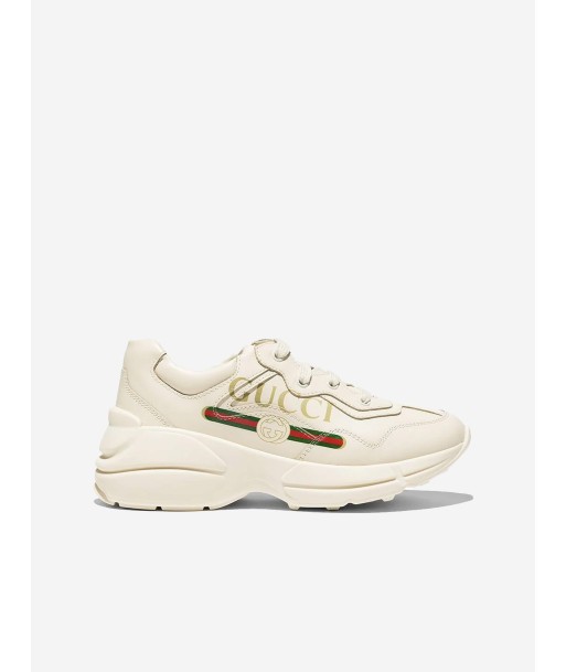 Gucci Ivory Leather Branded Trainers de technologie