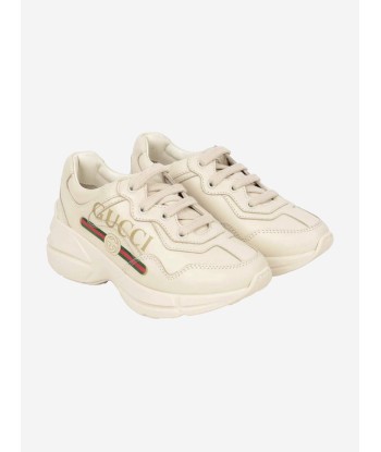 Gucci Ivory Leather Branded Trainers de technologie