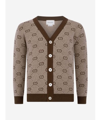 Gucci Boys Cardigan - Beige Wool GG Cardigan soldes