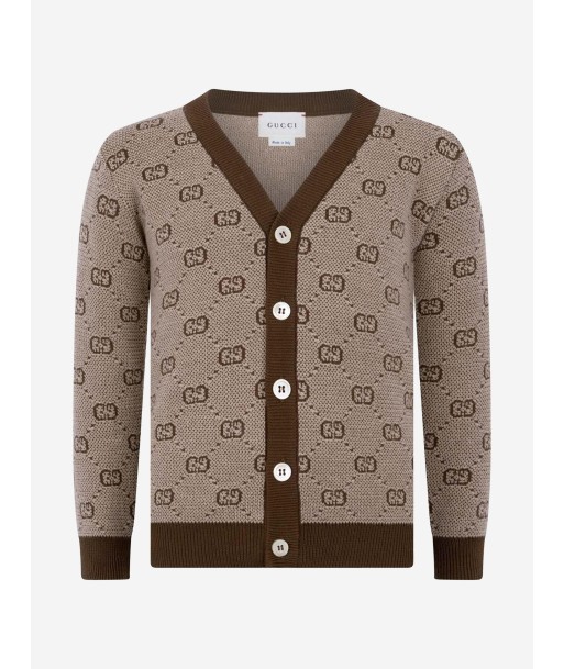 Gucci Boys Cardigan - Beige Wool GG Cardigan soldes