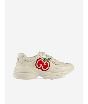 Gucci Kids Trainers - Ivory Leather Apple Print Rhyton Trainers Par le système avancé 