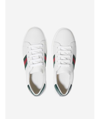 Gucci Kids Leather Ace Trainers in White en ligne des produits 