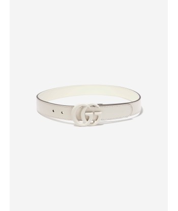 Gucci Kids Leather GG Belt in White shop