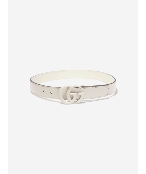 Gucci Kids Leather GG Belt in White shop