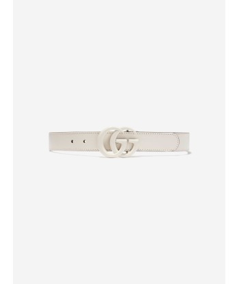 Gucci Kids Leather GG Belt in White shop