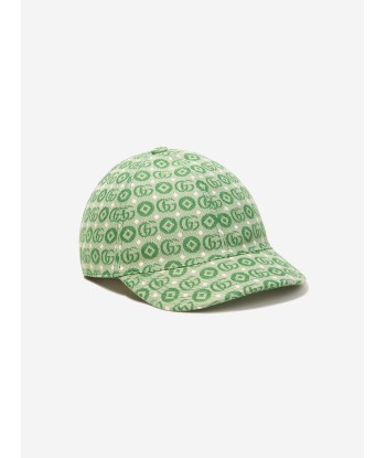 Gucci Kids GG Monogram Cap in Green pas chere