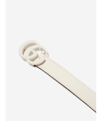 Gucci Kids Leather GG Belt in White shop