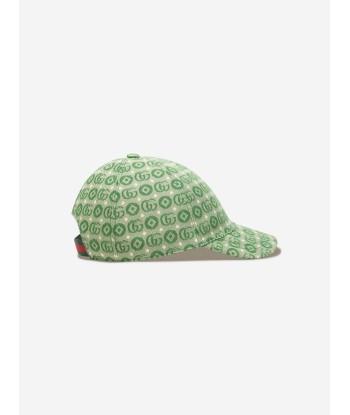 Gucci Kids GG Monogram Cap in Green pas chere