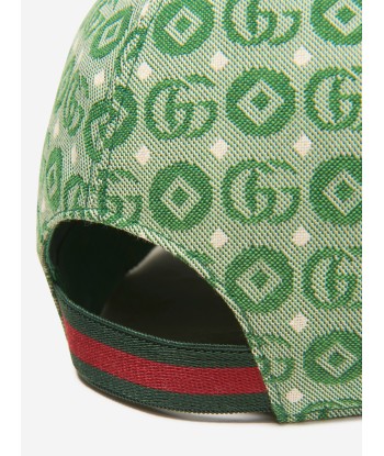 Gucci Kids GG Monogram Cap in Green pas chere