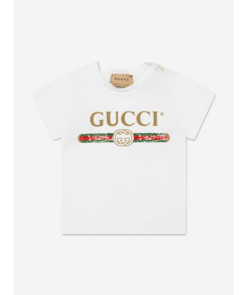 Gucci Baby Logo Print T-Shirt in White Voir les baskets