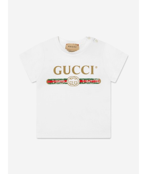 Gucci Baby Logo Print T-Shirt in White Voir les baskets