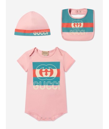 Gucci Baby Girls Bodysuit And Bib Gift Set in Pink vente chaude votre 