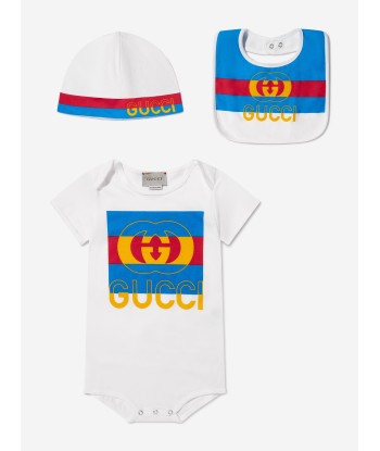 Gucci Baby Bodysuit And Bib Gift Set in White Pour