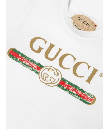 Gucci Baby Logo Print T-Shirt in White Voir les baskets