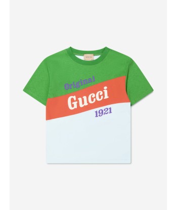 Gucci Kids Logo Print T-Shirt in Green Découvrez la collection