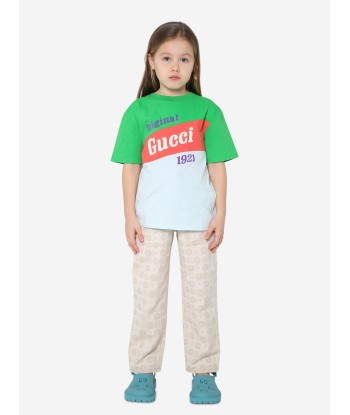 Gucci Kids Logo Print T-Shirt in Green Découvrez la collection