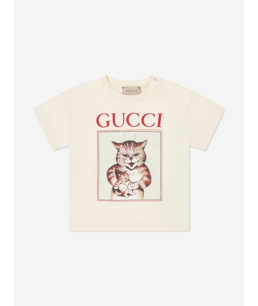 Gucci Baby Cat Print T-Shirt in Ivory 50% de réduction en Octobre 2024