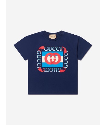 Gucci Baby Boys Logo T-Shirt in Navy ouvre sa boutique