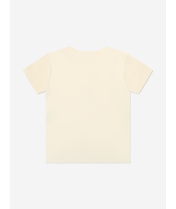 Gucci Girls Cat Print T-Shirt in Ivory de pas cher