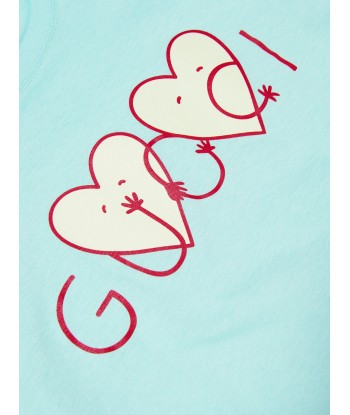 Gucci Girls Heart Print Logo T-Shirt in Blue vous aussi creer 