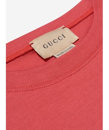 Gucci Girls Heart Print Logo T-Shirt in Pink la livraison gratuite