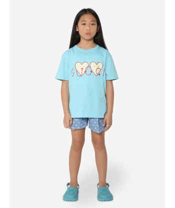 Gucci Girls Heart Print Logo T-Shirt in Blue vous aussi creer 