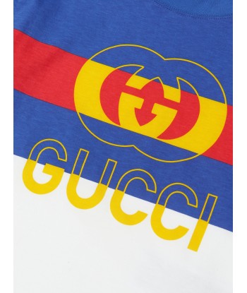 Gucci Boys Striped Logo T-Shirt in Blue À commander