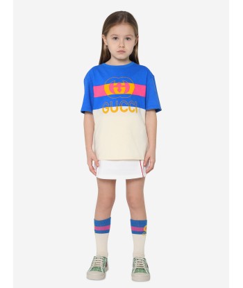 Gucci Kids Logo Print T-Shirt in Blue français