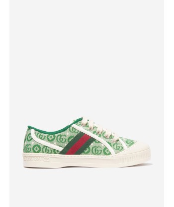 Gucci Kids Tennis Trainers in Green de pas cher