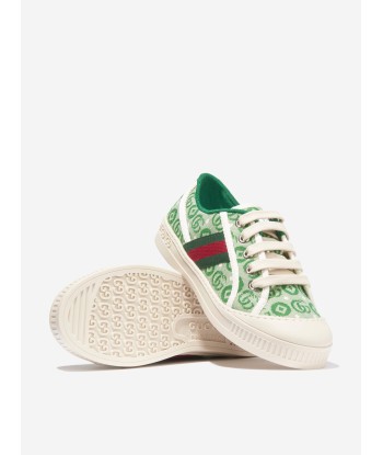 Gucci Kids Tennis Trainers in Green de pas cher