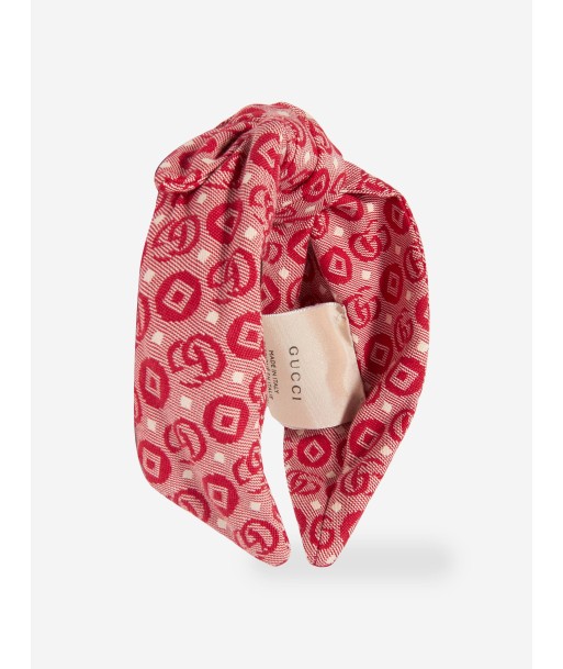 Gucci Girls GG Monogram Headband in Red est présent 