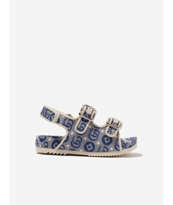 Gucci Kids GG Logo Sandals in Navy commande en ligne