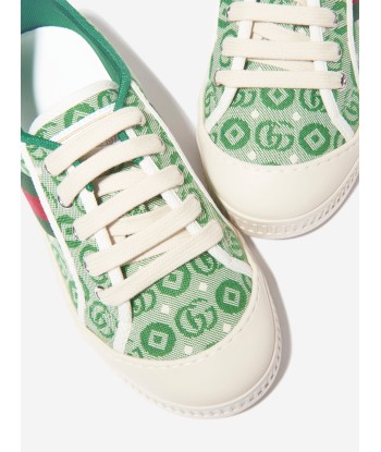 Gucci Kids Tennis Trainers in Green de pas cher