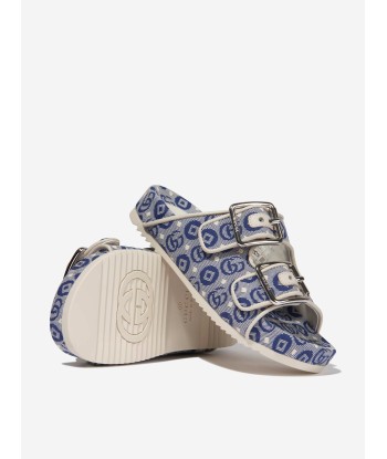 Gucci Kids Slide Sandals With Straps in Blue la livraison gratuite