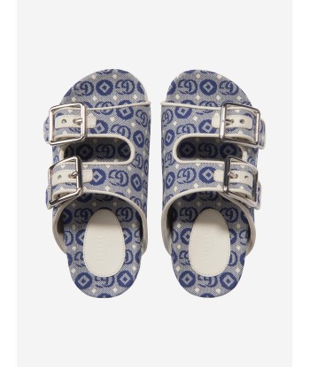 Gucci Kids Slide Sandals With Straps in Blue la livraison gratuite