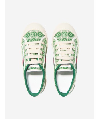 Gucci Kids Tennis Trainers in Green de pas cher