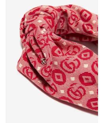 Gucci Girls GG Monogram Headband in Red est présent 