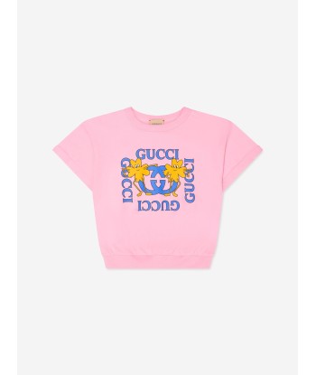 Gucci Girls Logo Print T-Shirt in Pink hantent personnes