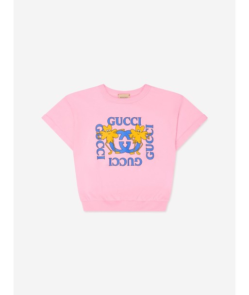 Gucci Girls Logo Print T-Shirt in Pink hantent personnes