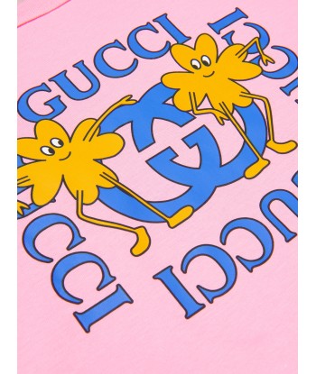 Gucci Girls Logo Print T-Shirt in Pink hantent personnes