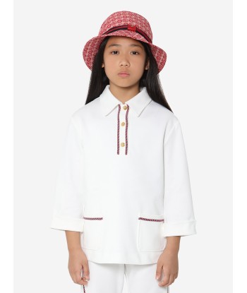 Gucci Girls Knitted Jersey Top in White des créatures d'habitude