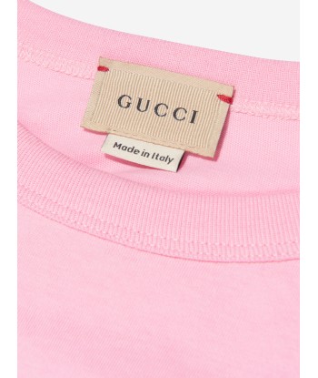 Gucci Girls Logo Print T-Shirt in Pink hantent personnes