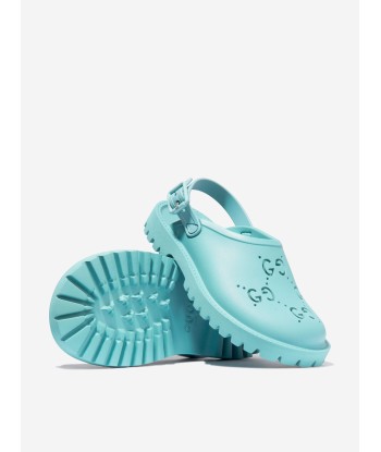 Gucci Kids GG Rubber Sandals in Blue À commander