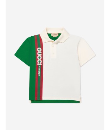 Gucci Boys Logo Polo Shirt in White brillant des détails fins