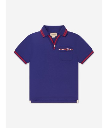 Gucci Boys Pocket Polo Shirt in Navy Dans la société mordern