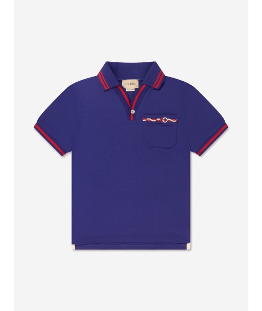 Gucci Boys Pocket Polo Shirt in Navy Dans la société mordern