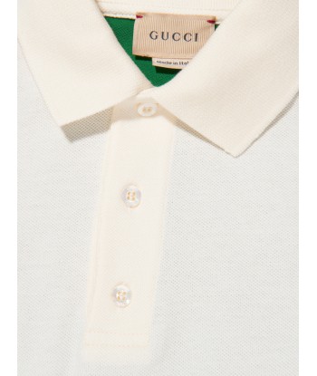 Gucci Boys Logo Polo Shirt in White brillant des détails fins