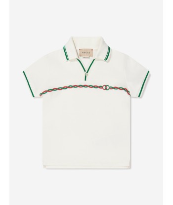 Gucci Baby Boys Logo Polo Shirt in White Profitez des Offres !