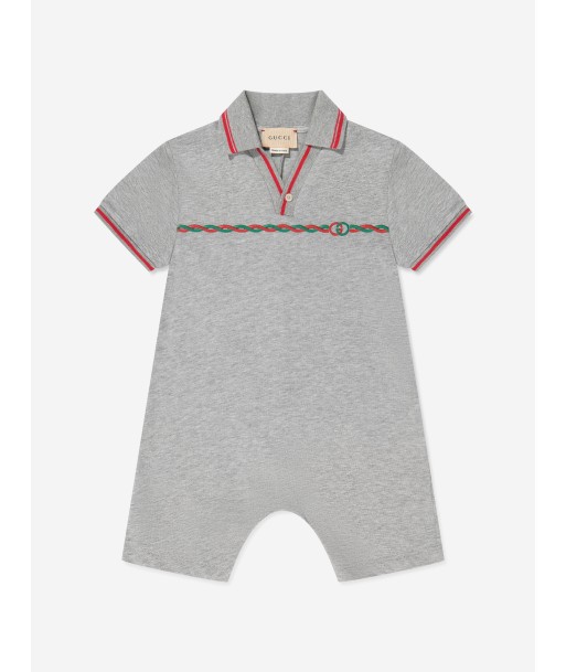 Gucci Baby Boys Polo Romper in Grey Venez acheter