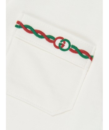 Gucci Boys Pocket Polo Shirt in White en stock